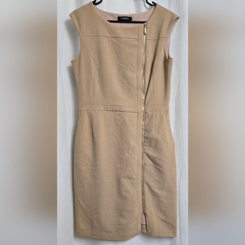 Ellen Tracy Beige Shoulder Dress